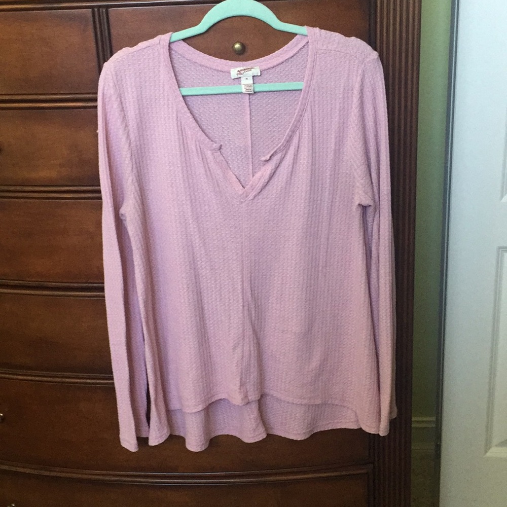 Waffle Stitch Pink Long Sleeve Top
